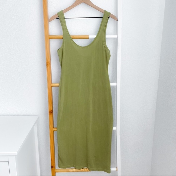 Tularosa Green The Willa Tank Dress Palm Green Shirt Midi Dress Slit NEW XS NWT - Picture 4 of 16